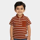 Boys Rich Burnt Brown Polo Neck Casual T-Shirt, भूरा, small image number null