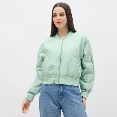 Women's Light Sage Green Baseball Casual Jacket