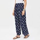 Women's Navy Printed Wide-Leg Palazzos, नेवी ब्लू, small