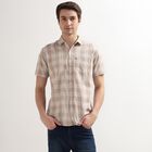 Men's 100% Cotton Regular Collar Casual Shirt, Beige, small image number null