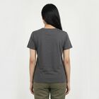 Women's Grey Round Neck Casual T-Shirt, Dark Grey, small