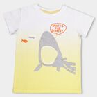 Boys' Bright Yellow Cotton Round Neck Graphic Printed T-Shirt, पीला, small image number null