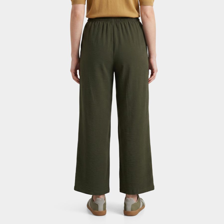 Women's Olive Green Wide Leg Drawstring Track Pants, Olive, large