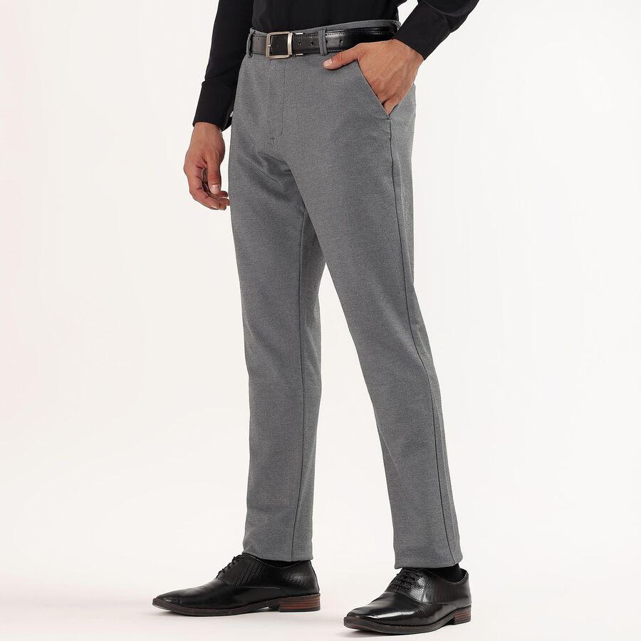 Men's Slim Fit Casual Trousers , हल्का ग्रे, large image number null