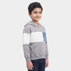 Boys Grey Hoodie Neck Graphic Sweatshirt, हल्का ग्रे, small