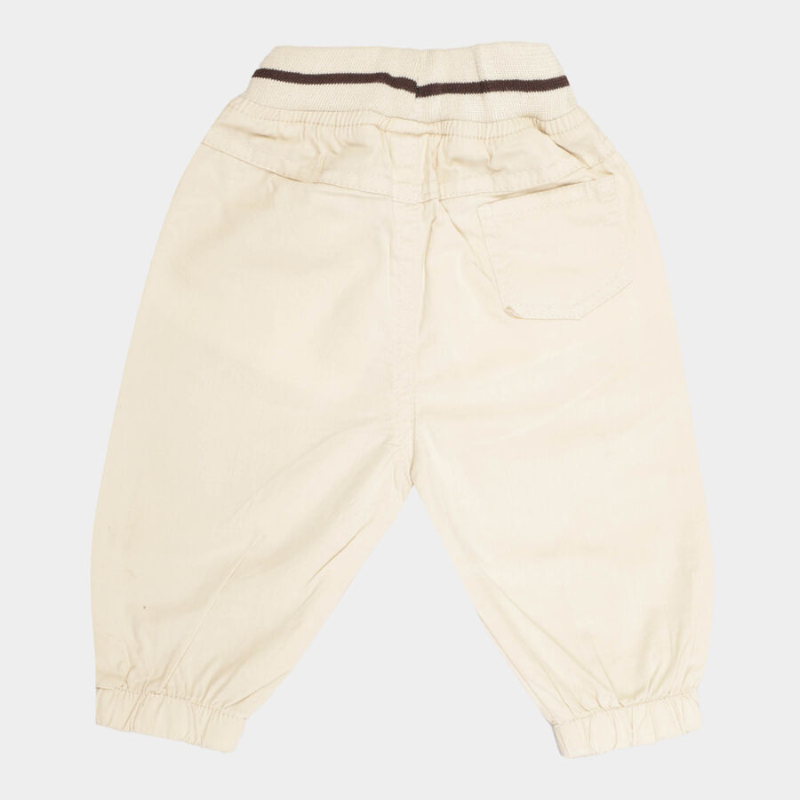 Infants Cotton Solid Trousers, Beige, large image number null