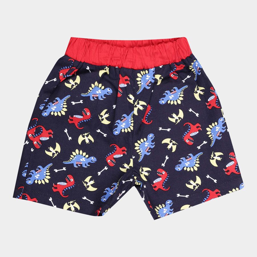 Infants Cotton Printed Half Pant, Navy Blue, large image number null