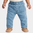 Infants Light Blue Straight Fit Elastic Waist Jeans, मध्यम नीला, small
