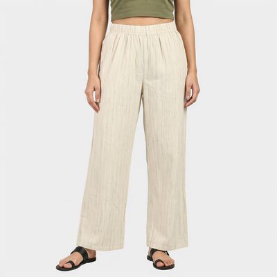 Women's White Regular Fit Solid Palazzos