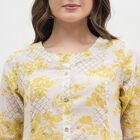 Women's Yellow Floral Printed Ethnic Set, Mustard, small