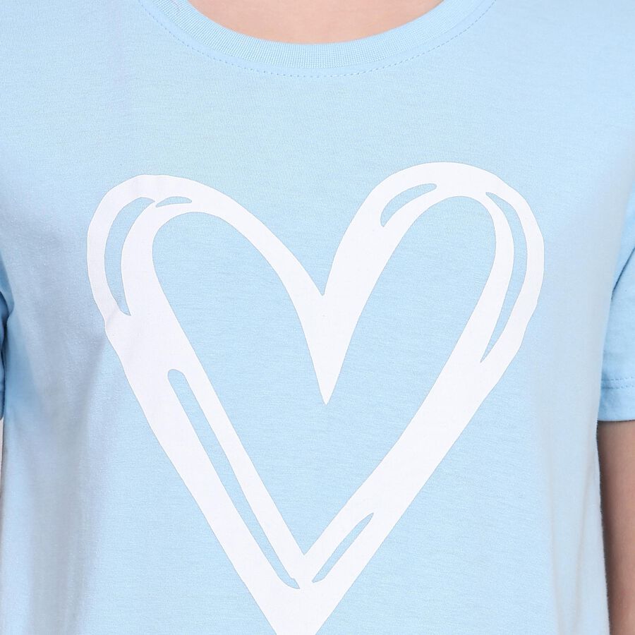 Ladies' Round Neck T-Shirt, हल्का नीला, large image number null