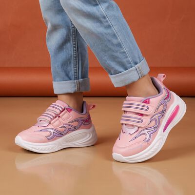 Girls Pink Velcro Strap Sneakers