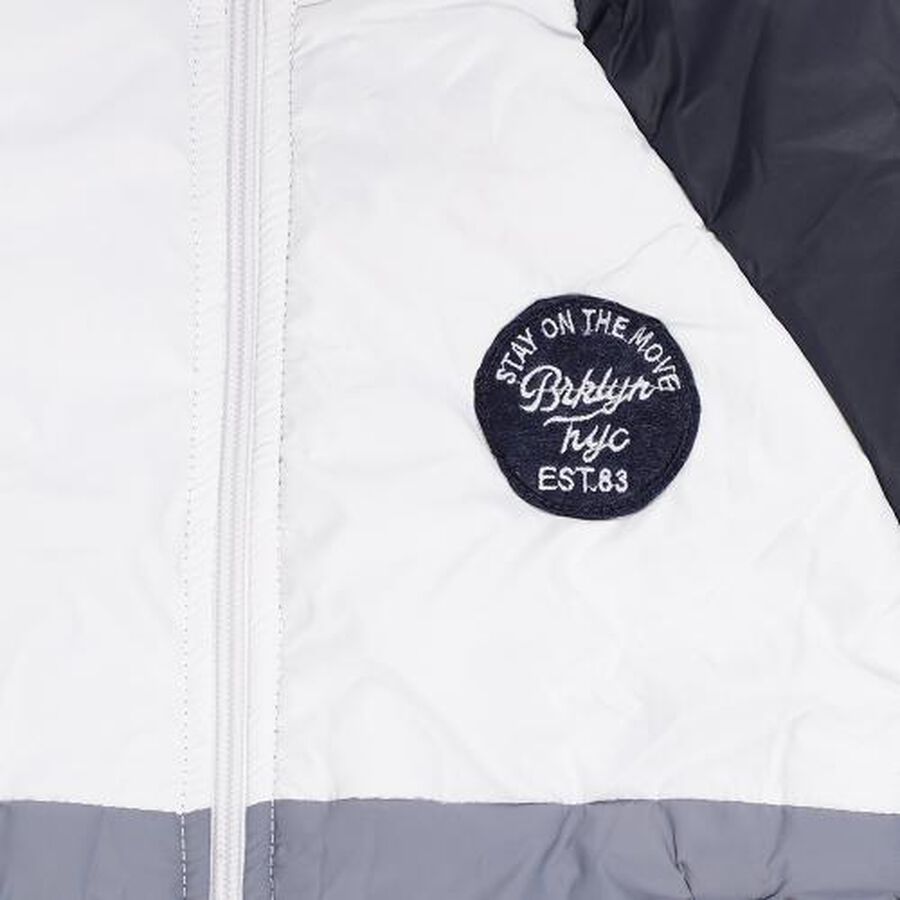 Boys Light Grey and Navy Hooded Casual Jacket, हल्का नीला, large image number null