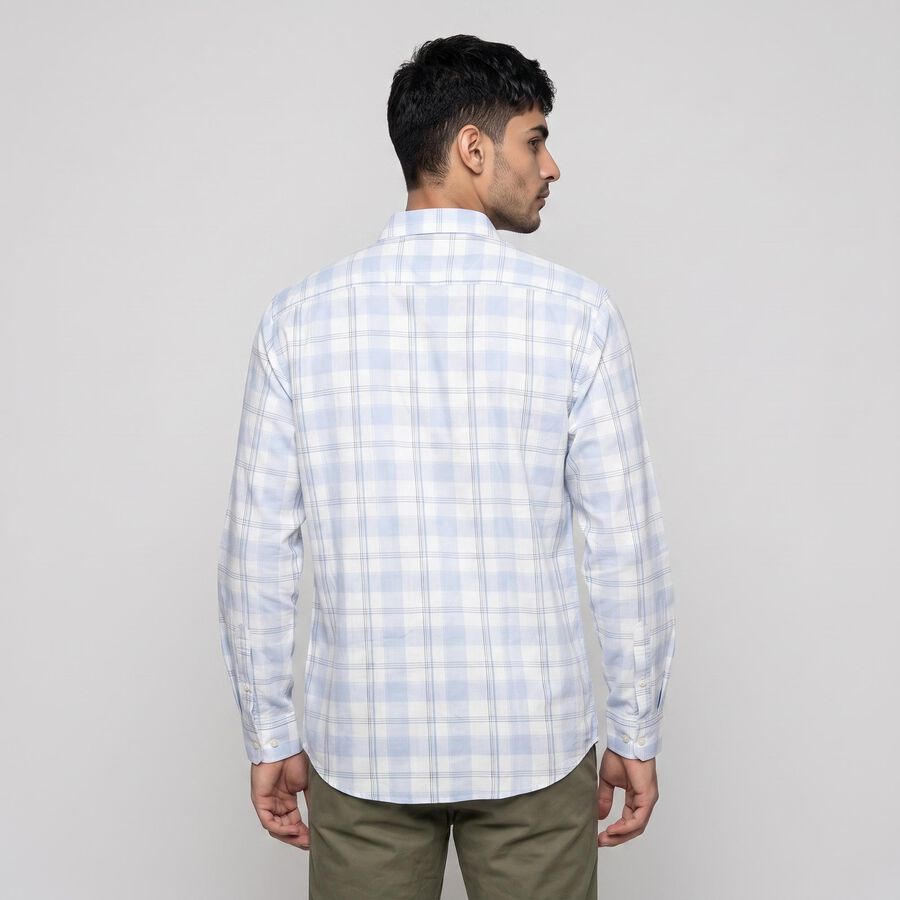 Men's Light Blue Cotton Long Sleeve Collar Shirt, हल्का नीला, large