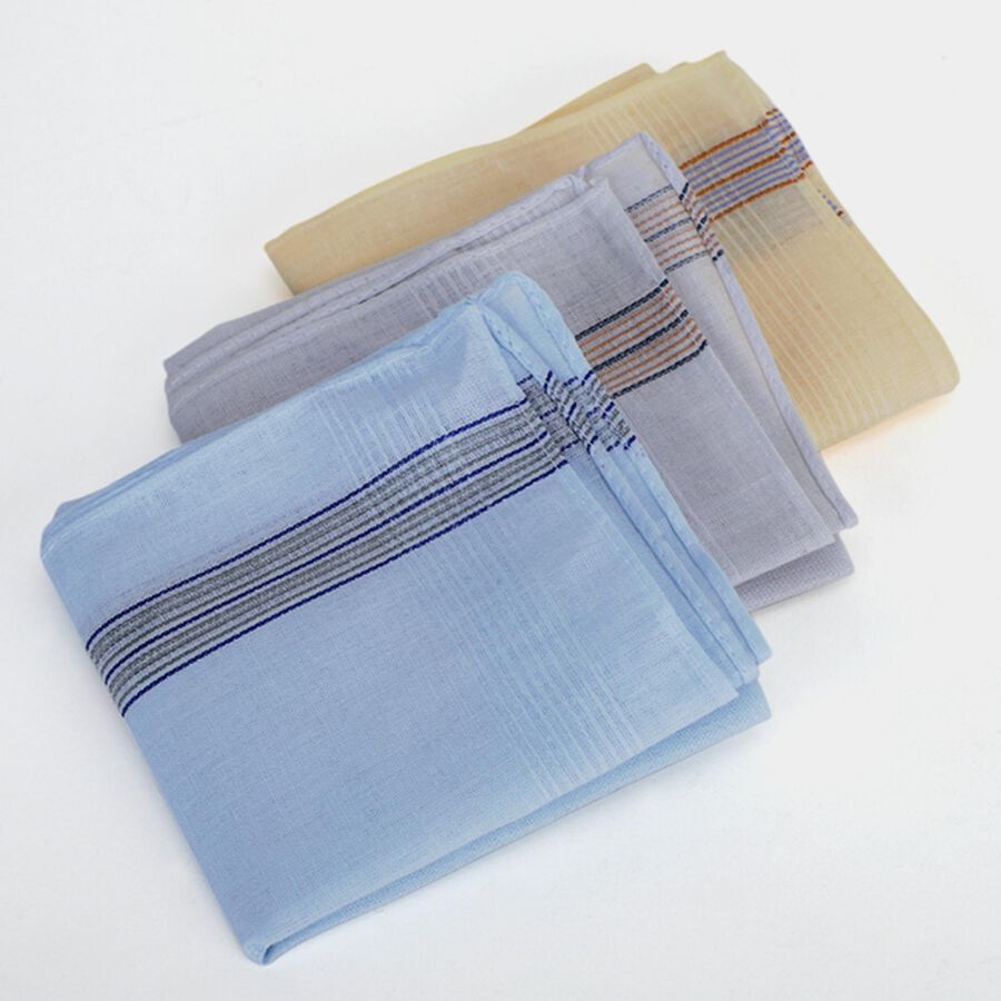 Men's Assorted Multi-color Striped Pack of 3 Handkerchief, एक्वा, large