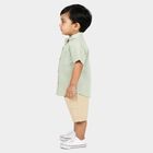 Infants' Beige Cotton Collar Baba Suit, गहरा पीला, small
