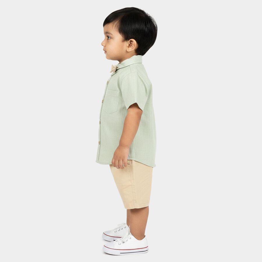 Infants' Beige Cotton Collar Baba Suit, गहरा पीला, large