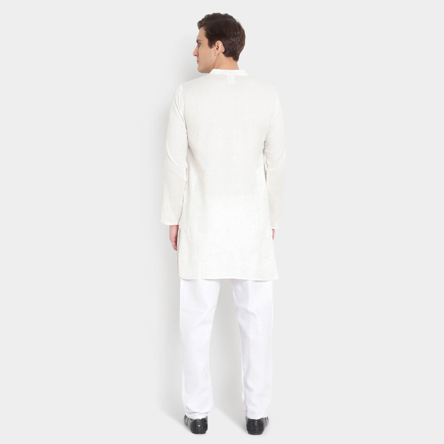 Mandarin Collar Kurta Pyjama, Off White, large image number null