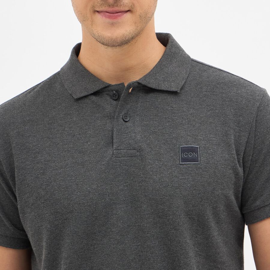 Men's Collared Half Sleeves T-Shirt, चारकोल, large image number null