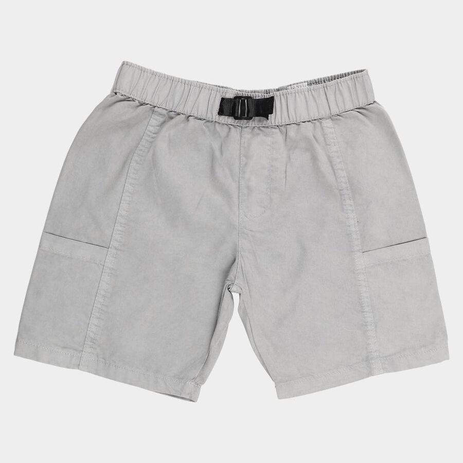 Boys' Light Grey Cotton Elastic Waist Bermuda Shorts, हल्का ग्रे, large image number null