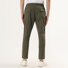 Men's Beige Slim Fit Cotton Casual Trousers, Olive, small