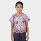 Girls Lilac Round Neck Casual T-Shirt, Lilac, small