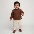 Infants' Rich Chocolate Brown Crew Neck Cable Knit Pullover, भूरा, small image number null