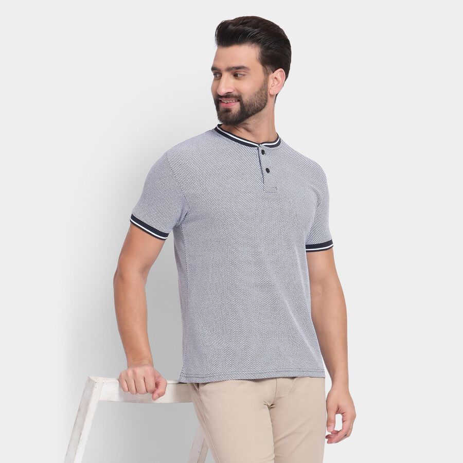 Men's Henley Half Sleeves T-Shirt, Navy Blue, large image number null