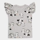 Girls' Light Grey Crew Neck Ruffle Sleeve T-Shirt, Melange Light Grey, small