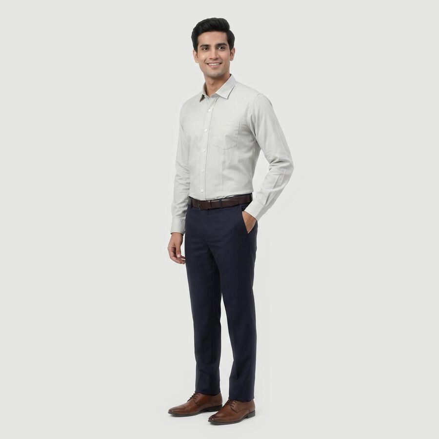 Men's Grey Classic Formal Shirt, Light Grey, large