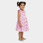 Girls' Light Pink Strawberry Printed Sleeveless A-Line Frock, Pink, small image number null
