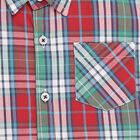 Boys Bright Red and Green Cotton Classic Collar Casual Shirt, लाल, small image number null