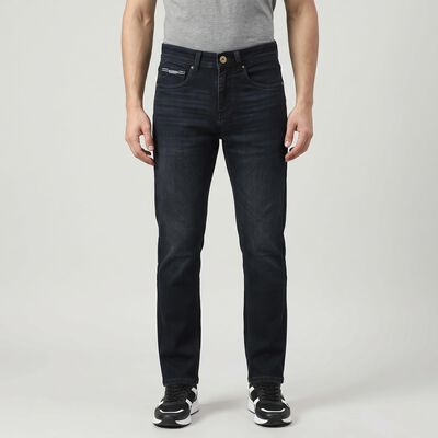 Men's Navy Blue Slim Fit Washed Jeans