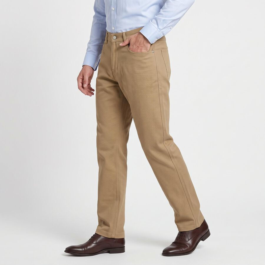Men's Beige Slim Fit Chino Trousers, Beige, large