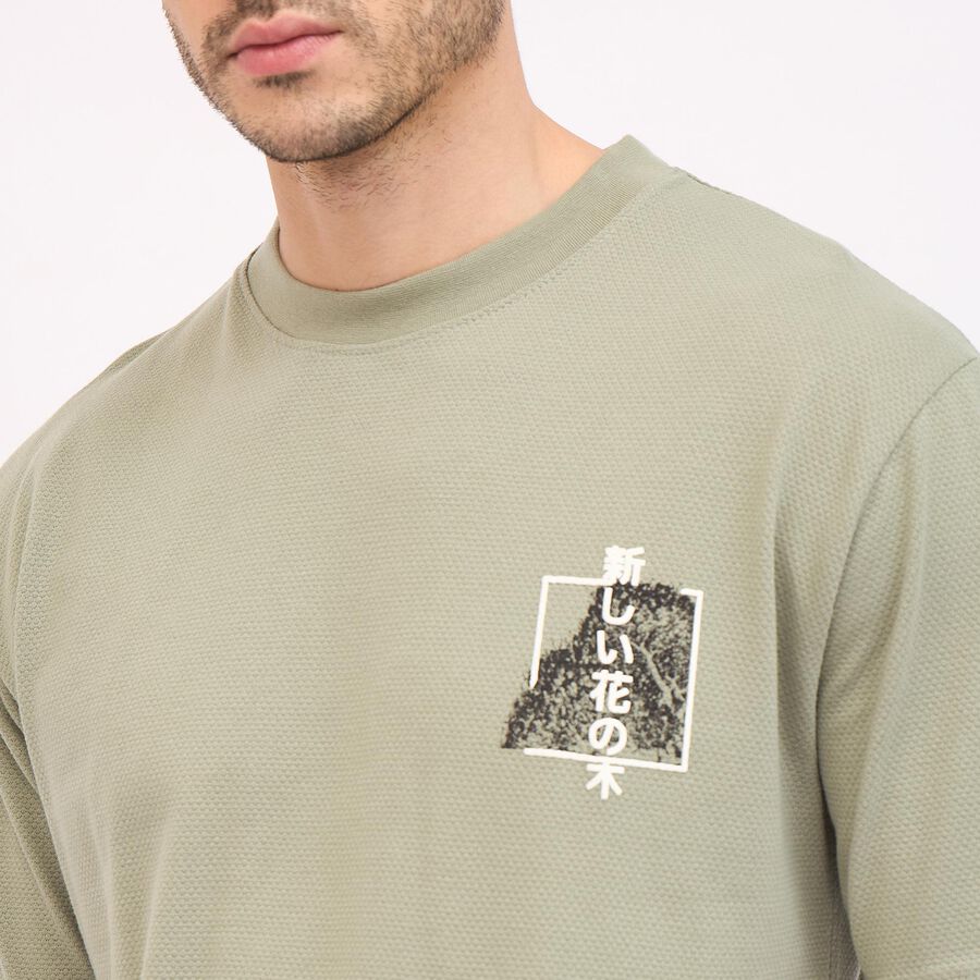Men's Round Neck Half Sleeves T-Shirt, हल्का हरा, large image number null