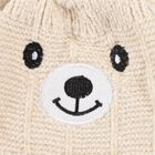 Girls' Soft Beige Bear Design Winter Cap, Off White, small image number null