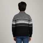 Boys Black and Grey Half-Zip Casual Pullover, काला, small image number null