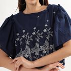 Ladies' 100% Cotton Kurti , नेवी ब्लू, small image number null