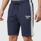 Men's Navy Blue Regular Fit Printed Jamaican Shorts, मध्यम नीला, small