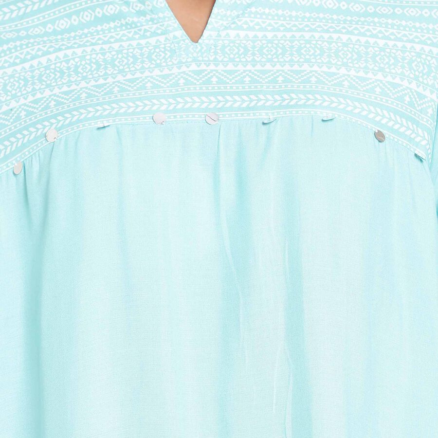 3/4th Sleeves Straight Kurti, Aqua, large image number null