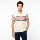 Men White Cotton Polo Neck Polo T-Shirt, ऑफ व्हाइट, small