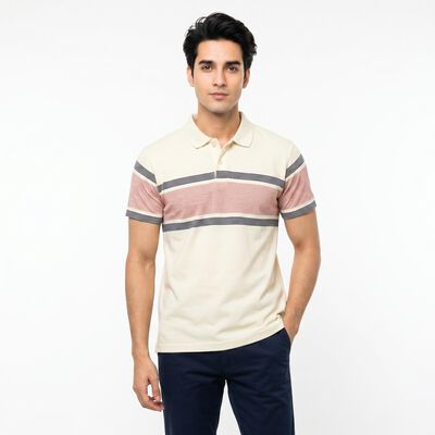 Men White Cotton Polo Neck Polo T-Shirt