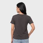 Women Charcoal Round Neck Regular T-Shirt, Dark Grey, small