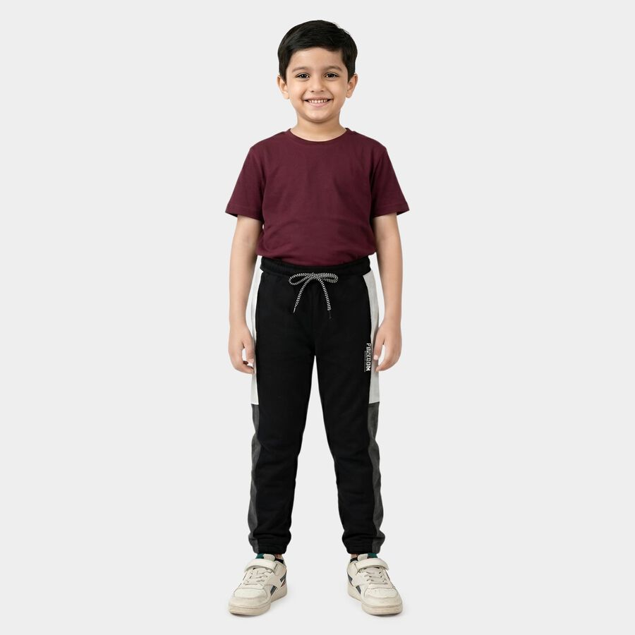 Boys' Black Cotton Blend Pyjama, Black, large