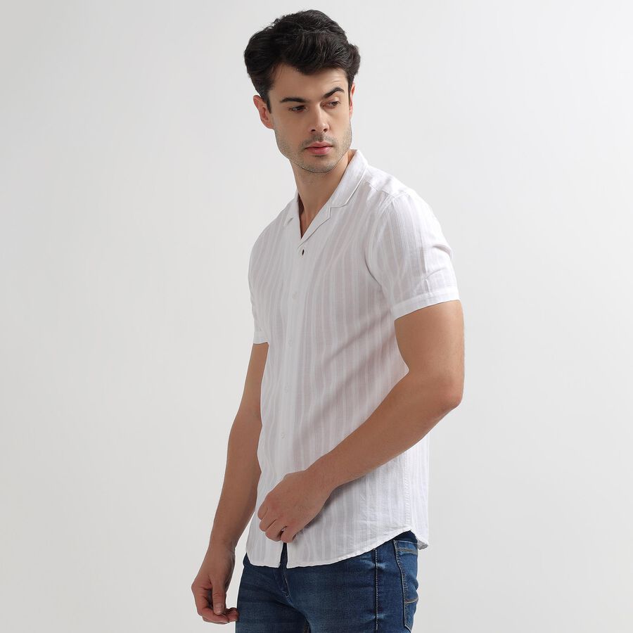 Men's White Cotton Regular Collar Casual Shirt, White, large image number null