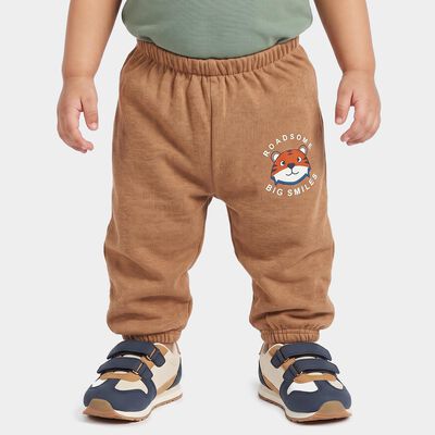 Infants Beige Jogger Fit Graphic Printed Pyjama