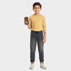 Boys Grey Jogger Fit Washed Jeans, हल्का ग्रे, small