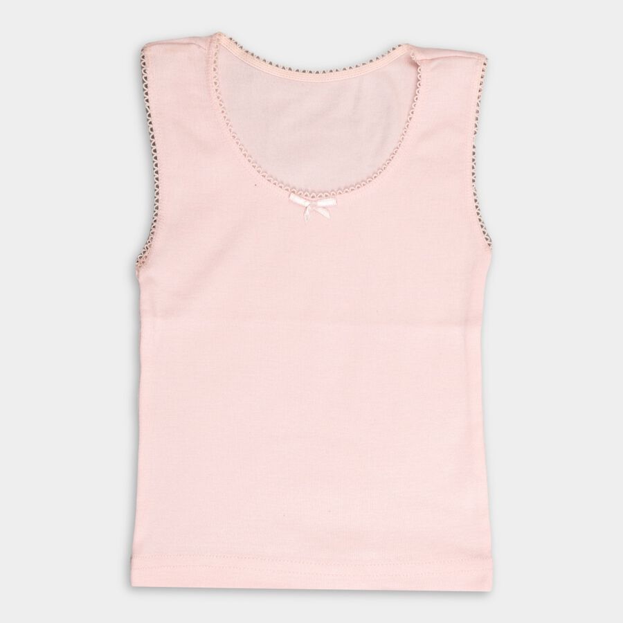 Girls' Cotton Vest, Peach, large
