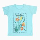 Girls Bright Aqua Blue Round Neck Casual T-Shirt, एक्वा, small image number null