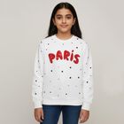 Girls Off White Crew Neck Casual Sweatshirt, Off White, small image number null